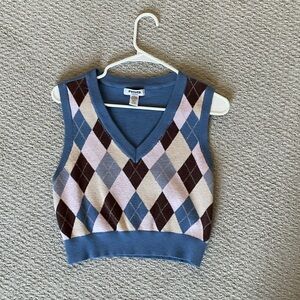 RSQ Blue and Pink Argyle Sweater Vest